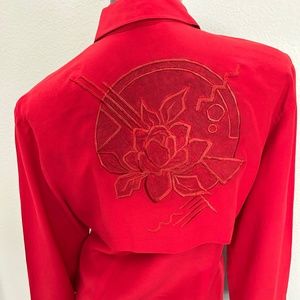Red Silk Blouse, Vintage 1988 Studio 1201